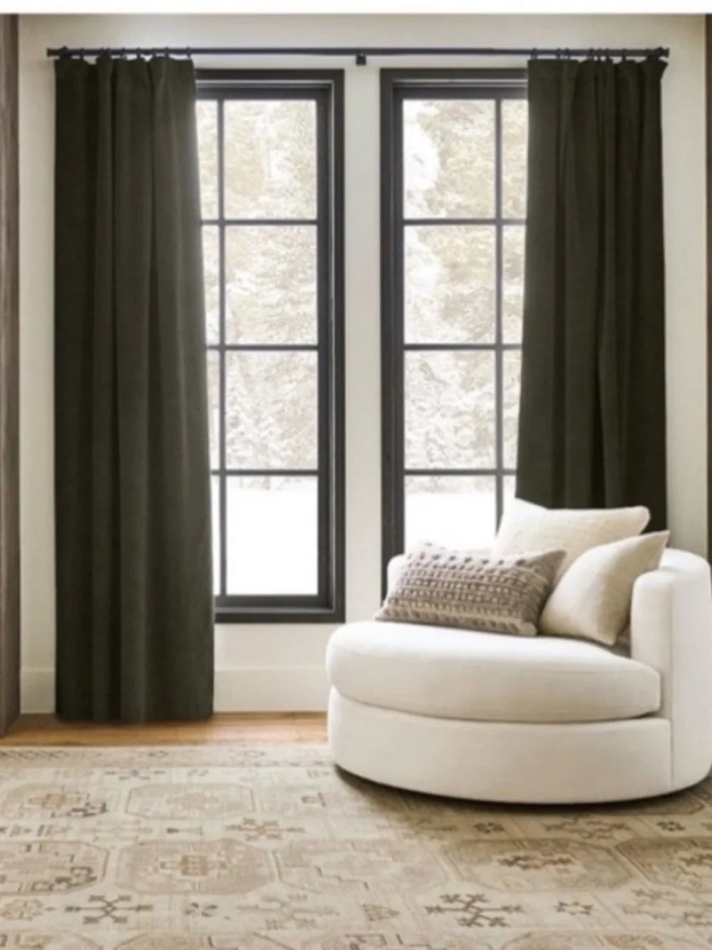 Set of 2 Pottery Barn Velvet Twill Curtain Panels Moss Green 50